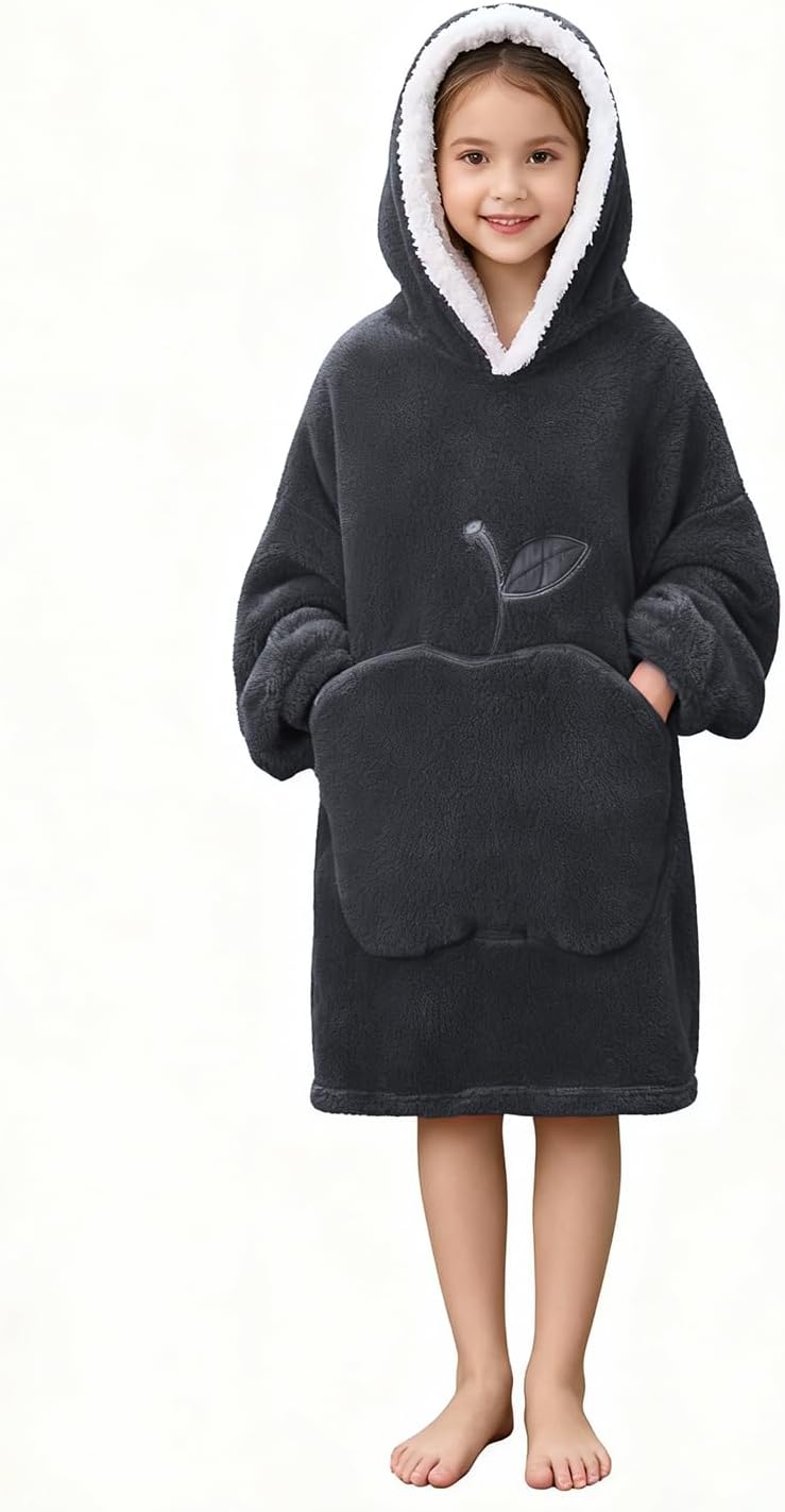 GoodtoU Wearable Kids Blanket Hoodie, Oversized Hooded Blanket for Girls Fluffy Plush Blanket Sweatshirt Warm Cozy Gifts - Image 2